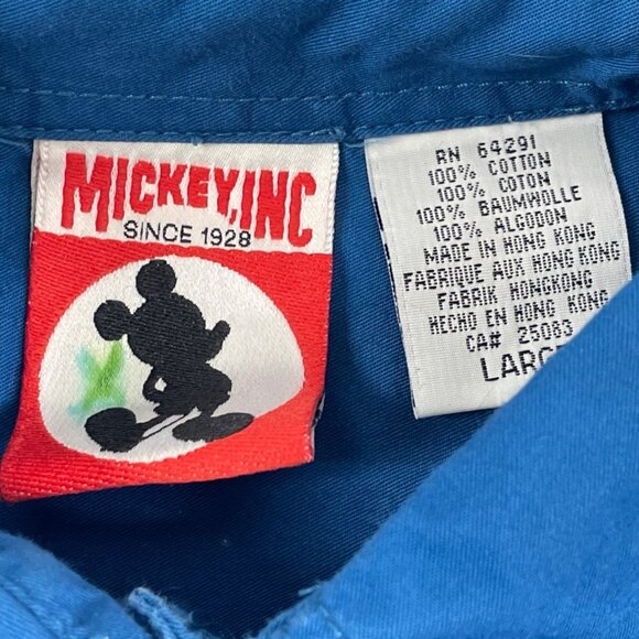 Vintage Mickey Inc Bambi & Flower Embroidered Blue Button-Up Shirt Size L - Picture 6 of 8